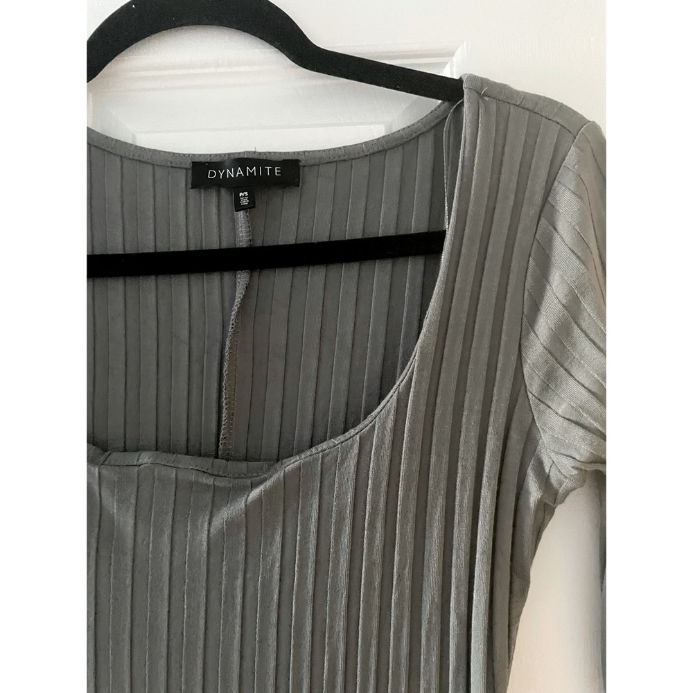 Dynamite Ribbed Turquoise-Blue Dress - Picture 7 of 8